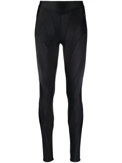 Buy MUGLER Sheer Spiral Legging In Wine - Black & Nude At 44% Off