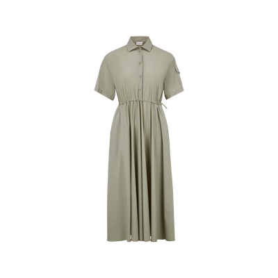 Moncler Collection Poplin Midi Shirt Dress Green