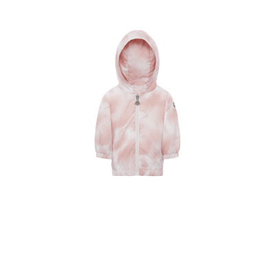 Moncler Kids' Faite Clouds Printed Nylon Jacket In White,pink