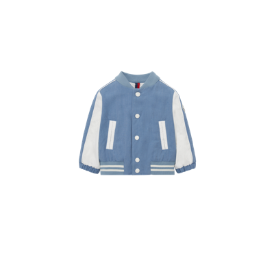 MONCLER KOBBY DENIM BOMBER JACKET, BLUE, SIZE: 3Y