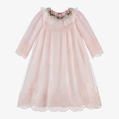 Graci Kids' Girls Pink Tulle Flower Collar Dress