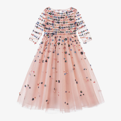 Elie Saab Kids' Girls Pink Tulle Sequin Dress