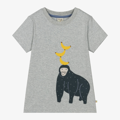 Frugi Kids' Boys Grey Organic Cotton Gorilla T-shirt