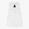 SELF-PORTRAIT GIRLS WHITE SEQUINNED GUIPURE LACE DRESS