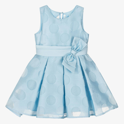 Abel & Lula Kids' Girls Blue Organza Polka Dot Dress