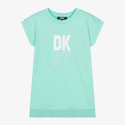 Dkny Kids'  Girls Green Cotton Jersey Dress