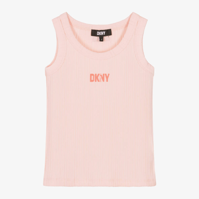 Dkny Kids'  Girls Pink Ribbed Cotton Vest Top