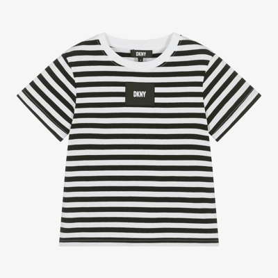 Dkny Black & White Striped Organic Cotton T-shirt