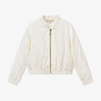 Michael Kors Kids' Girls Ivory Satin Bomber Jacket