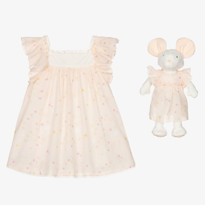 Chloé Baby Girls Pink Cotton Dress & Toy Gift Set In 440 Salmon