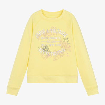 Zadig & Voltaire Kids' Girls Yellow Cotton Floral Sweatshirt