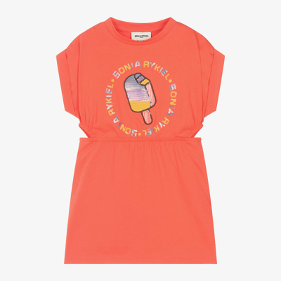 Sonia Rykiel Paris Kids' Girls Orange Cotton Ice Cream Dress