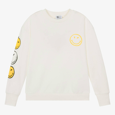 Marc Jacobs Teen Girls Ivory Smiley Face Sweatshirt In White