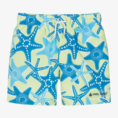 Mitty James Kids' Boys Green Starfish Swim Shorts