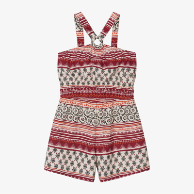 Mayoral Kids' Girls Red Abstract Print Playsuit