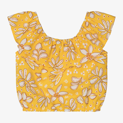 Mayoral Kids' Girls Yellow Floral Blouse