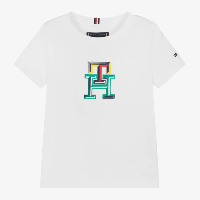 Tommy Hilfiger Kids' Boys White Monogram Cotton T-shirt