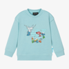 Emporio Armani Boys Blue Smurf Cotton Sweatshirt In Blue