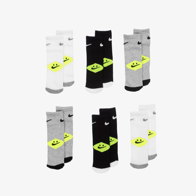 Nike Smile Logo Ribben Socks (6 Pack) In Grey