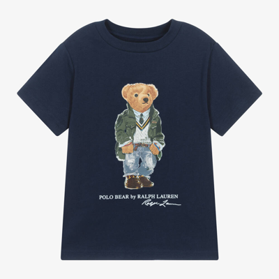 Ralph Lauren Kids' Boys Navy Blue Polo Bear T-shirt