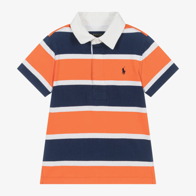 Ralph Lauren Kids' Boys Orange Stripe Cotton Polo Shirt