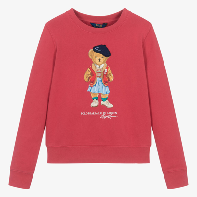 Ralph Lauren Teen Girls Red Polo Bear Sweatshirt