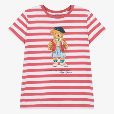 Ralph Lauren Kids' Striped Cotton T-shirt In Red