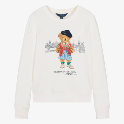 Ralph Lauren Kids' Polo Bear-print Fleece Sweatshirt In White