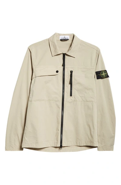 Stone Island Long-sleeved Overshirt In Neutrals