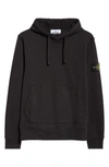 Stone Island Grey Hoodie With Removable Compass Logo Applied On The Sleeve In Cotton Man In Black