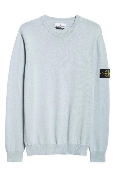 Stone Island Logo-patch Ribbed-knit Cotton Sweater In Blue