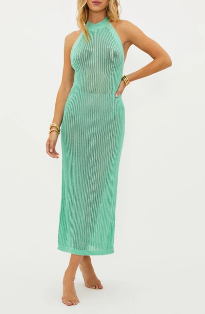 Beach Riot Romee High Neck Maxi Dress Swim Cover-up In High Tide