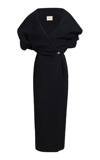Khaite Truman Grain De Poudre Midi Dress In Black