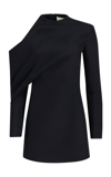 Khaite Tristan Draped Cold-shoulder Long-sleeve Top In Black