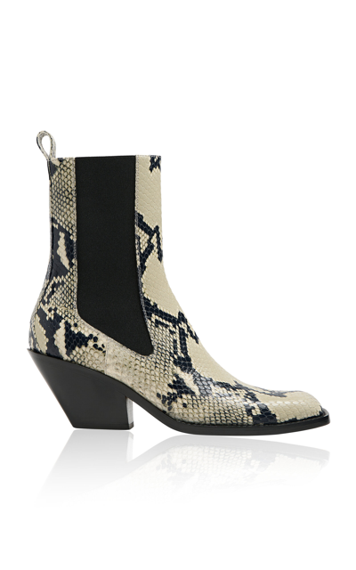 KHAITE AUSTIN PYHTON-EFFECT LEATHER ANKLE BOOTS