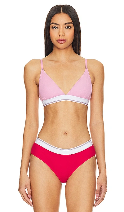 Alexander Wang Triangle Bra In Ribbed Jersey In Light Pink