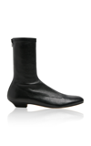 Khaite Apollo Leather Flat Ankle Boots In Black