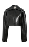 Khaite Sue Cropped Leather Jacket In Black