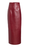 Khaite Womens Oxblood Loxley High-rise Leather Midi Pencil Skirt In Red