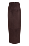 Khaite Loxley High-waist Suede Midi Skirt In Brown