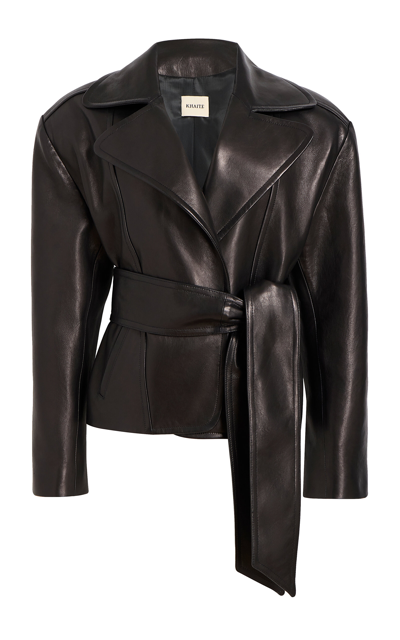 Khaite Dolores Oversized Leather Jacket In Brown