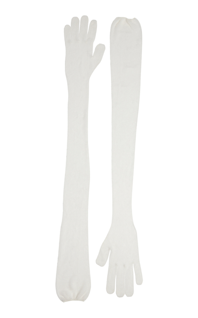 Khaite Rouen Sheer Wool Gloves In White