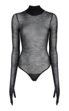 Khaite Fena Diamond-lace Bodysuit In Black