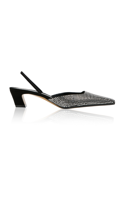 KHAITE ROOSEVELT CRYSTAL-EMBELLISHED LEATHER SLINGBACK PUMPS