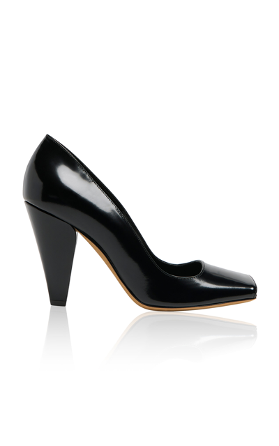 KHAITE CEDAR PEEP-TOE LEATHER PUMPS
