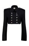 Khaite Leara Cropped Wool-blend Jacket In Black