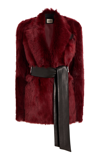 Khaite Willow Belted Fur Jacket In Burgundy