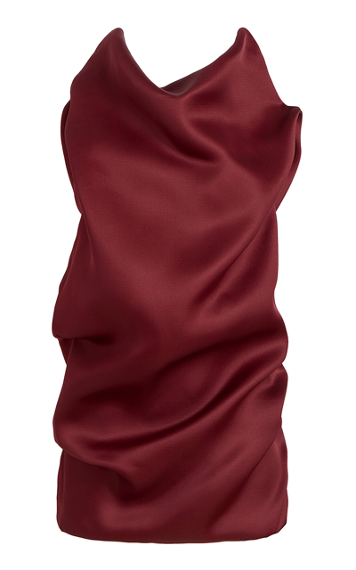 Khaite Luola Draped Silk Mini Dress In Burgundy