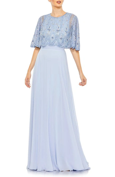 Mac Duggal Women's Embellished Flutter-sleeve A-line Gown In Powder Blue