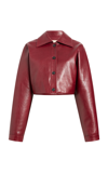 Khaite Sue Cropped Leather Jacket In Burgundy